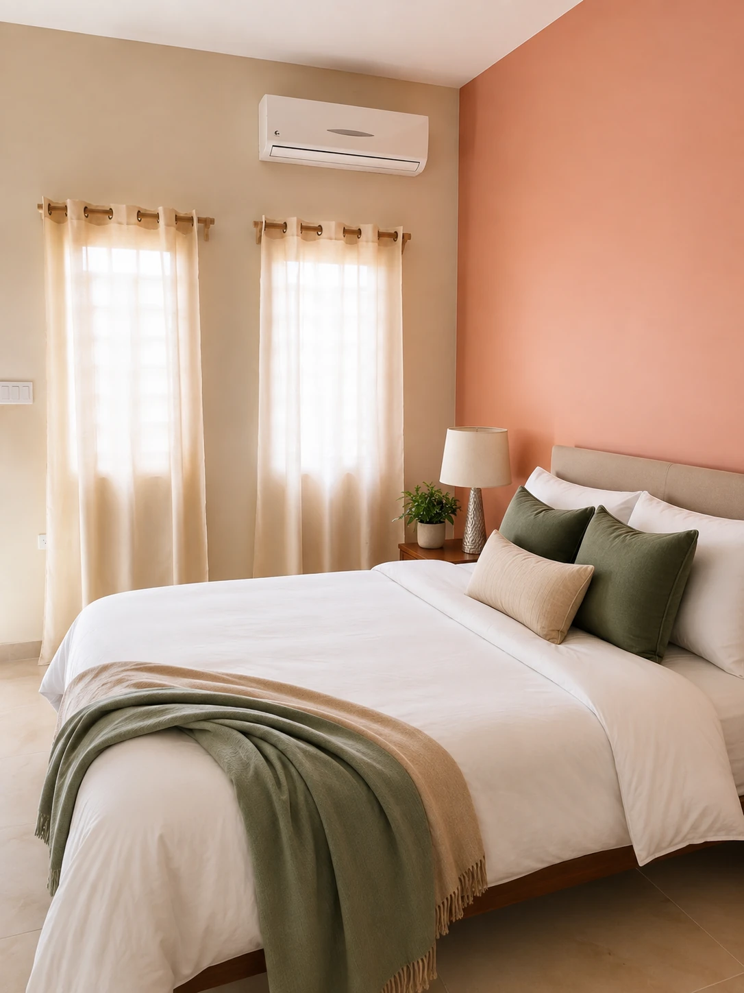 Bedroom with windows and air conditioning